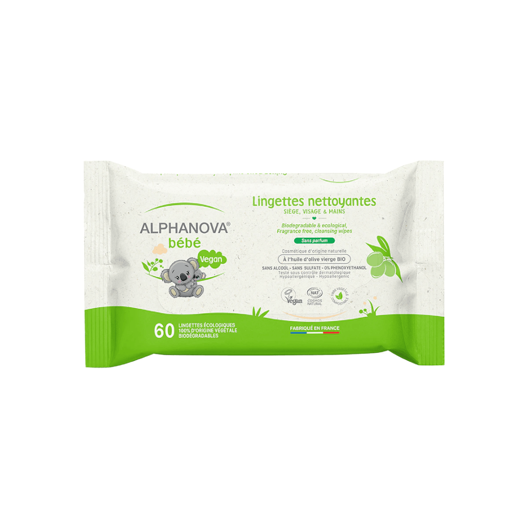 Alphanova Lingettes Nettoyantes Bebe 60 unités - Global Para
