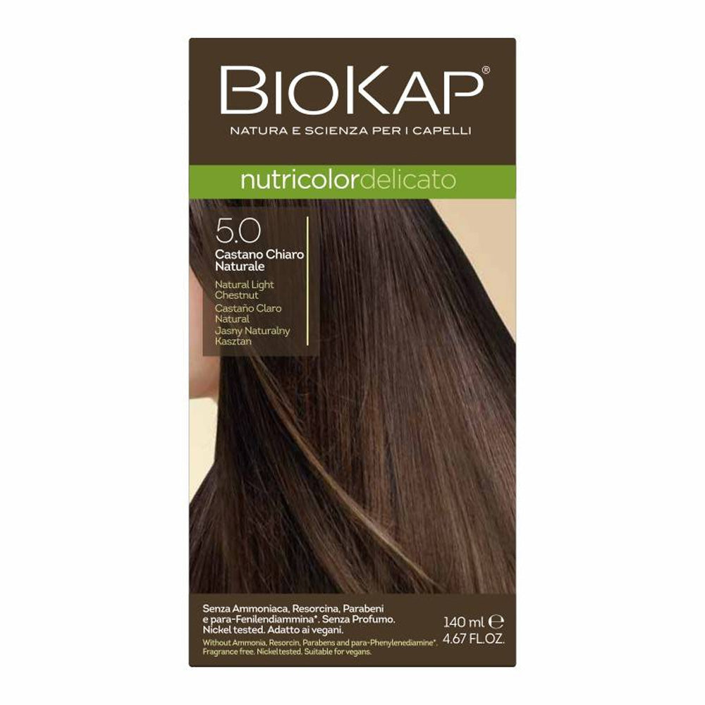 Biokap Nutricolor Delicato Teinture pour Cheveux 140ml 5.05 Châtain Noisette | Global Para 