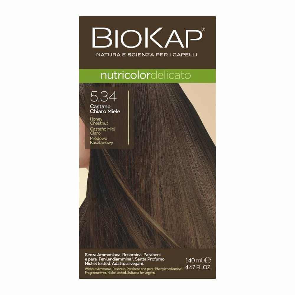 Biokap Nutricolor Delicato Teinture pour Cheveux 140ml 5.5 Châtain Clair Acajou | Global Para 