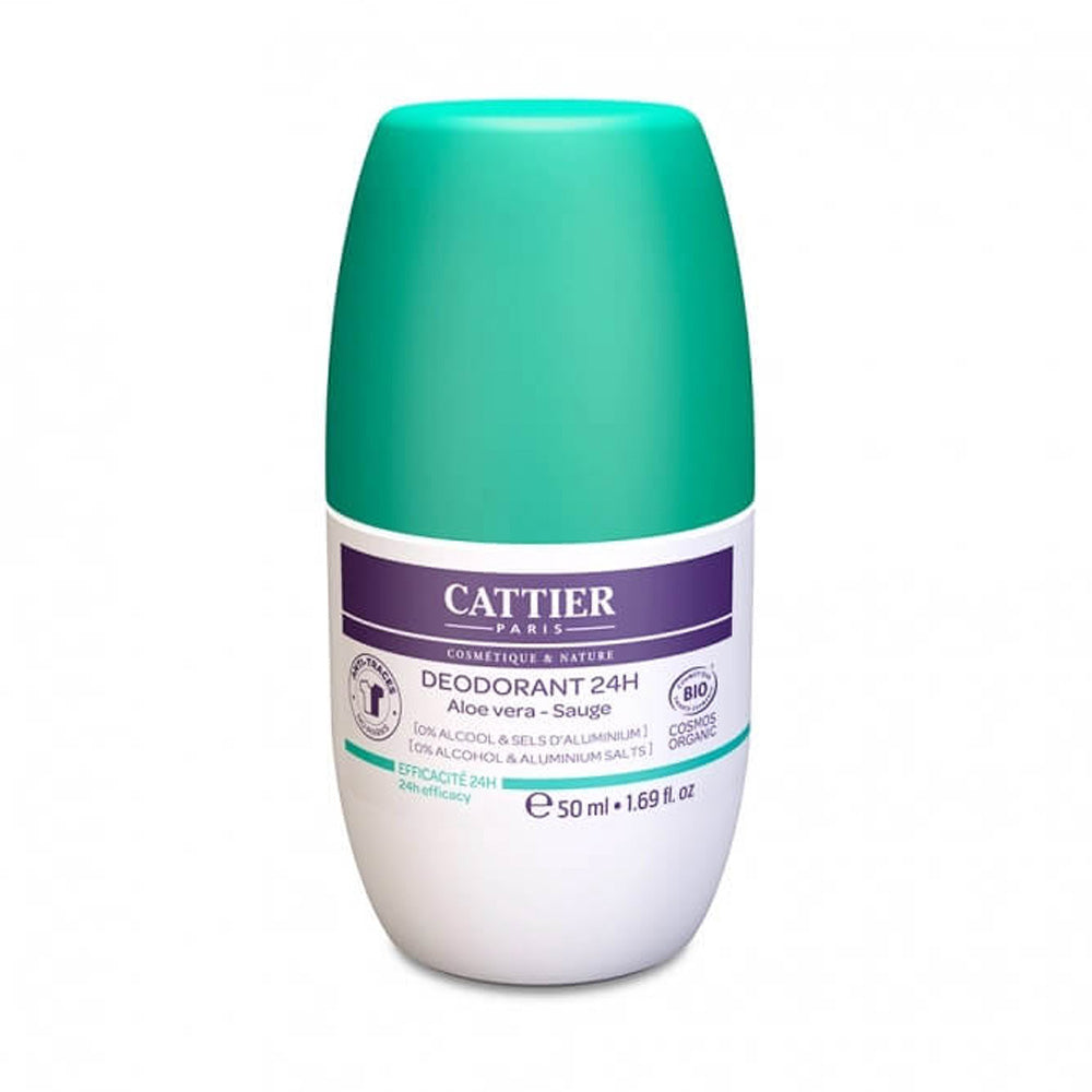 Cattier Déodorant Roll-on Efficacité Aloe-Vera Et Sauge 24H 50ml nova parapharmacie prix maroc casablanca