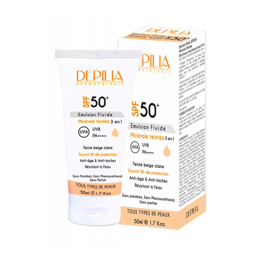 DEPILIA Emulsion Fluide Minérale Teintée SPF 50+ 50ml nova parapharmacie prix maroc casablanca