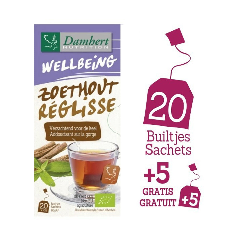 Damhert Wellbeing Tea Time Réglisse Infusion D'Herbes 20 Sachets+5 Sachets - Nova Para