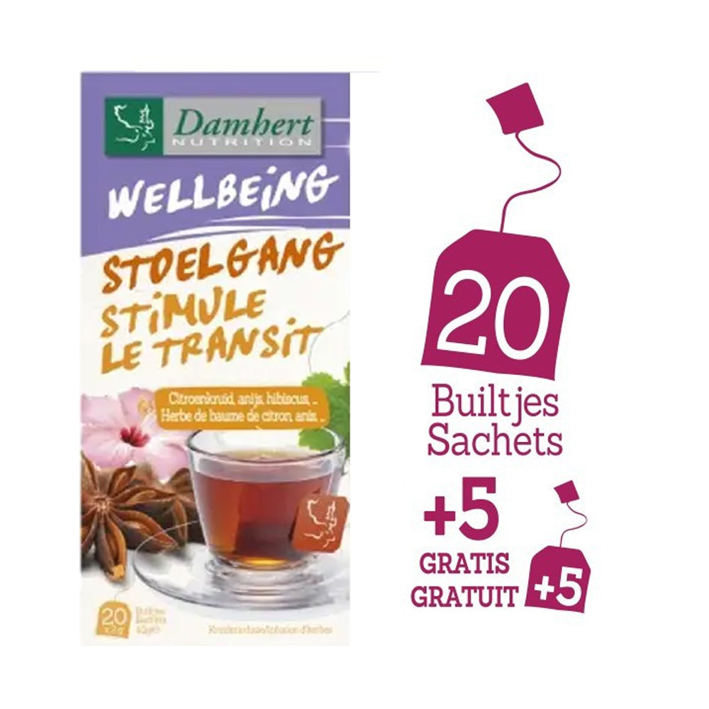 Damhert Wellbeing Tea Time Stimule Le Transit Infusion D'Herbes 20+5 Sachets - Nova Para