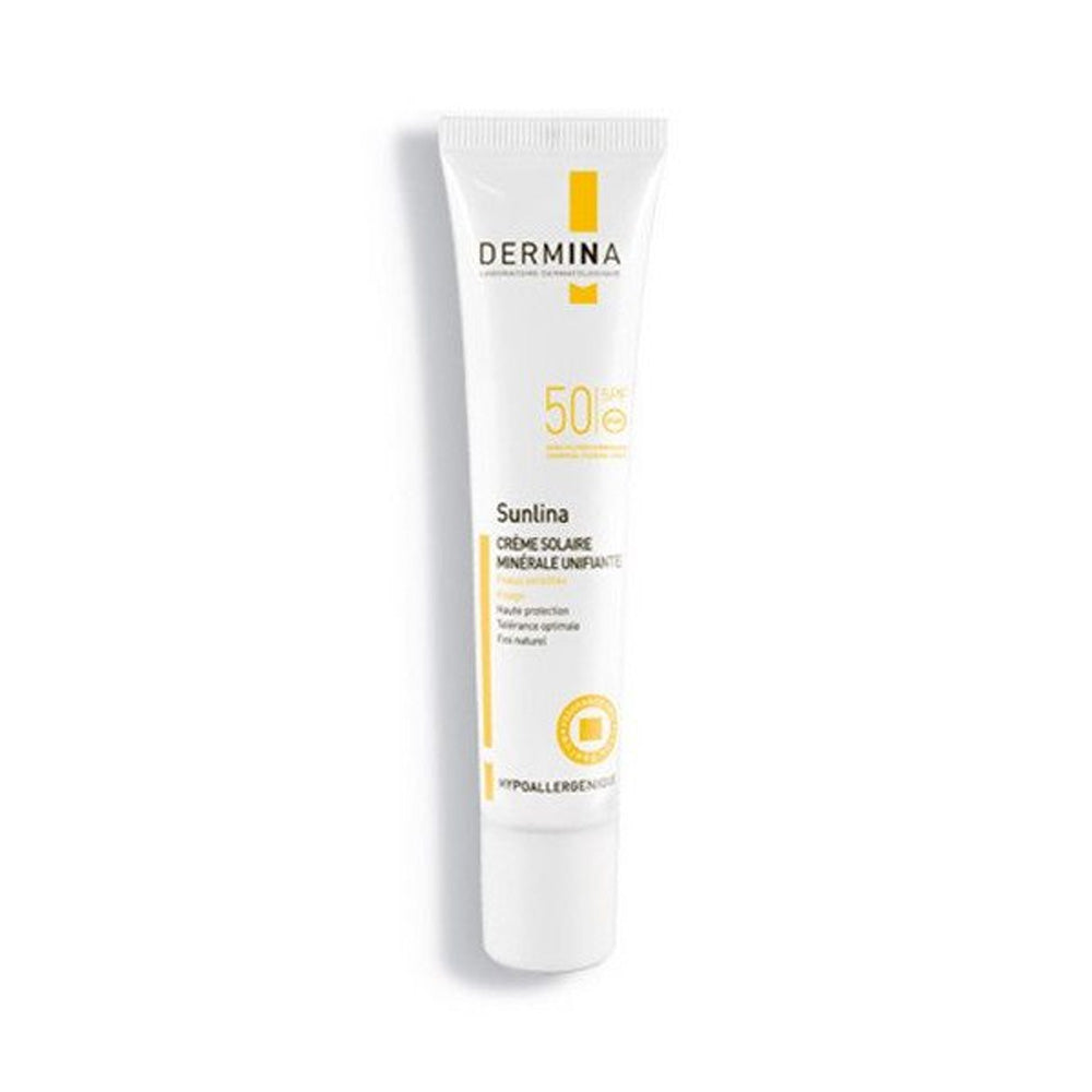 Dermina Sunlina Crème Minérale Unifiante Peau Sèche SPF50 40ml | Global Para 