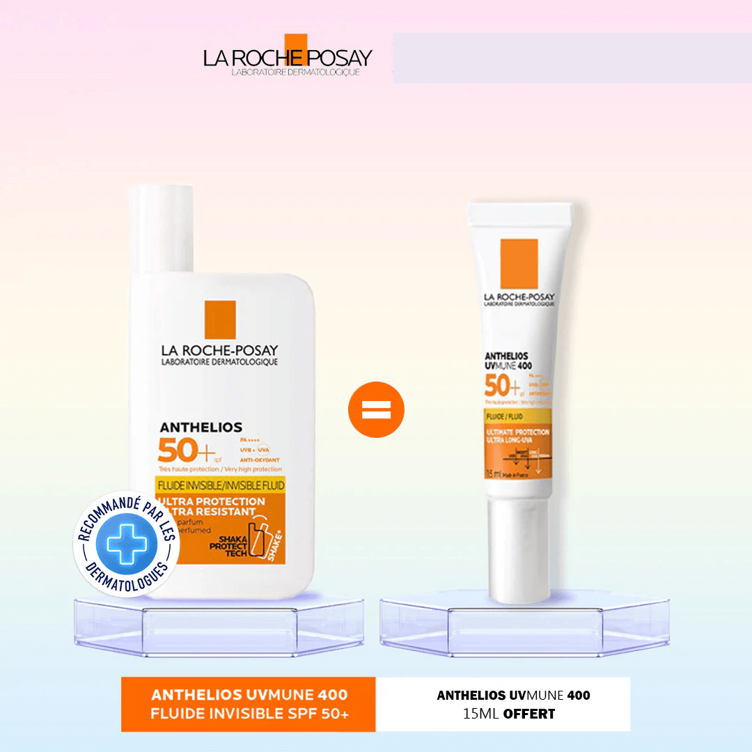 La Roche Posay Anthelios Crème Solaire Fluide Invisible SPF50 50ml = ANTHELIOS FLUIDE UVMUNE 400+ SPF50 15ML OFFERT - Global Para