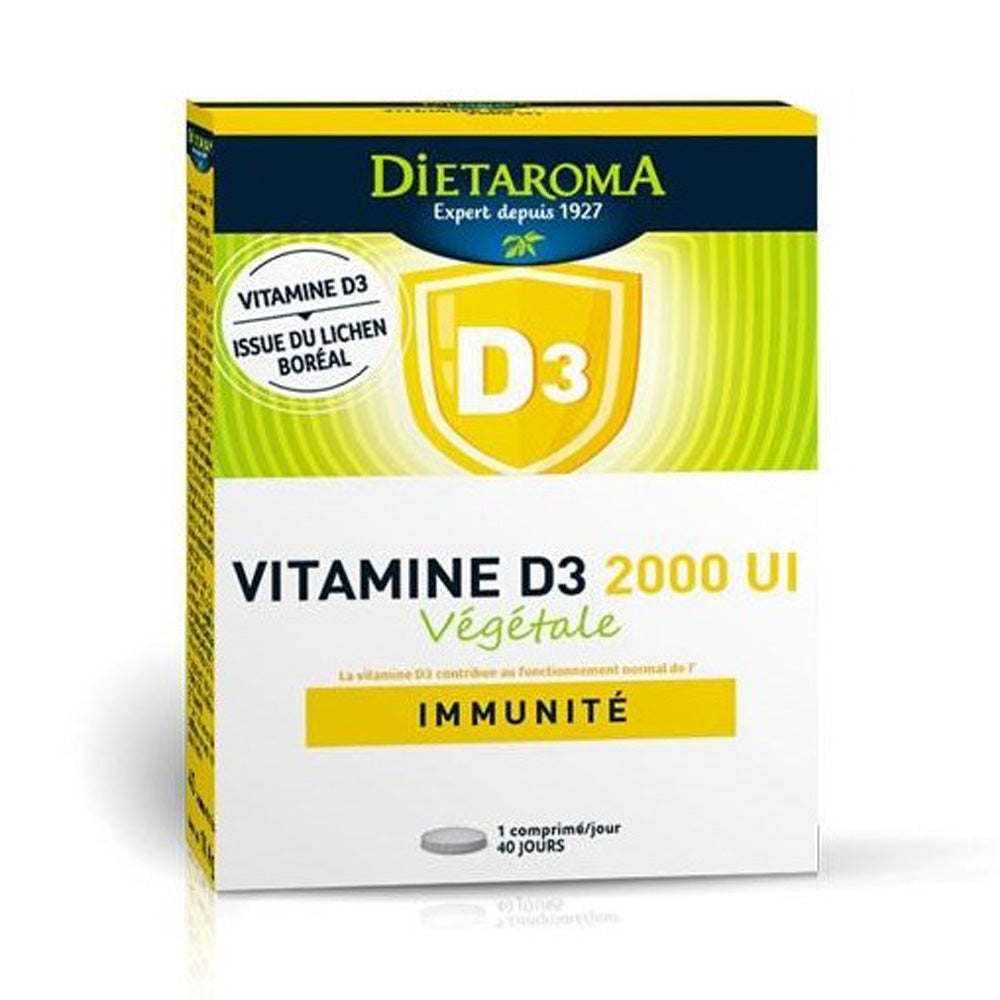 Dietaroma Vitamine D3 2000 UI Végétale 40 Comprimes | Global Para 