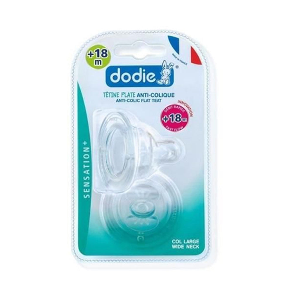 Dodie 2 Tétines Plates Sensation+ Col Large Débit 5 +18m | Global Para 