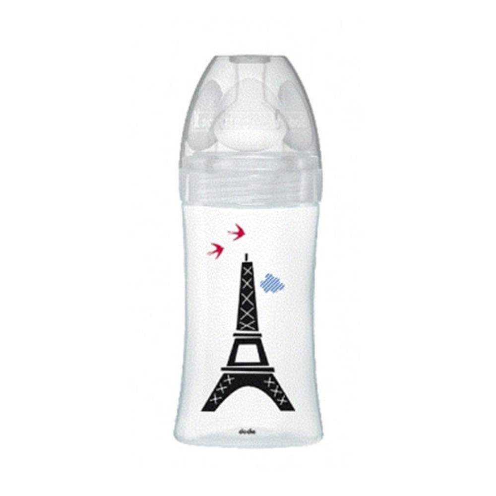 Dodie Biberons Verre Sensation+ Anti-Coliques Tétine Plate Débit Lent Paris +0m 270ml