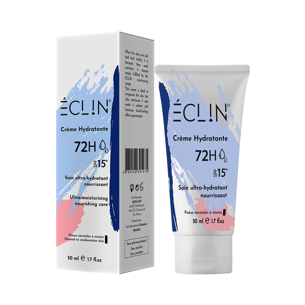 Eclin Crème Hydratante Peau Normale à Mixte 72H SPF15 50ml nova parapharmacie prix maroc casablanca