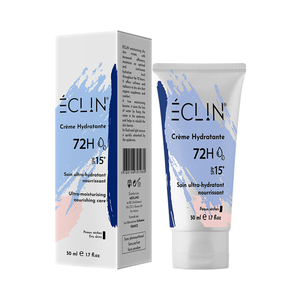 Eclin Crème Hydratante Peau Sèche 72H SPF15 50ml nova parapharmacie prix maroc casablanca