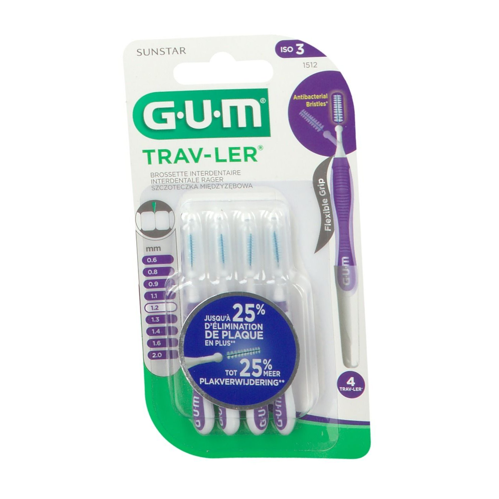 Gum PROXABRUSH TRAV-LER Brossette Interdentaire 1,2mm (1512) nova parapharmacie prix maroc casablanca