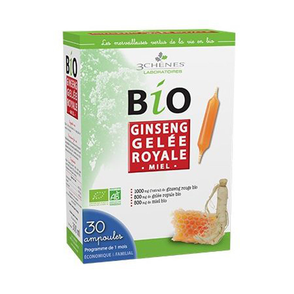 Les 3 Chênes Bio Ginseng Gelée Royale Miel 30 Ampoules*10ml nova parapharmacie prix maroc casablanca