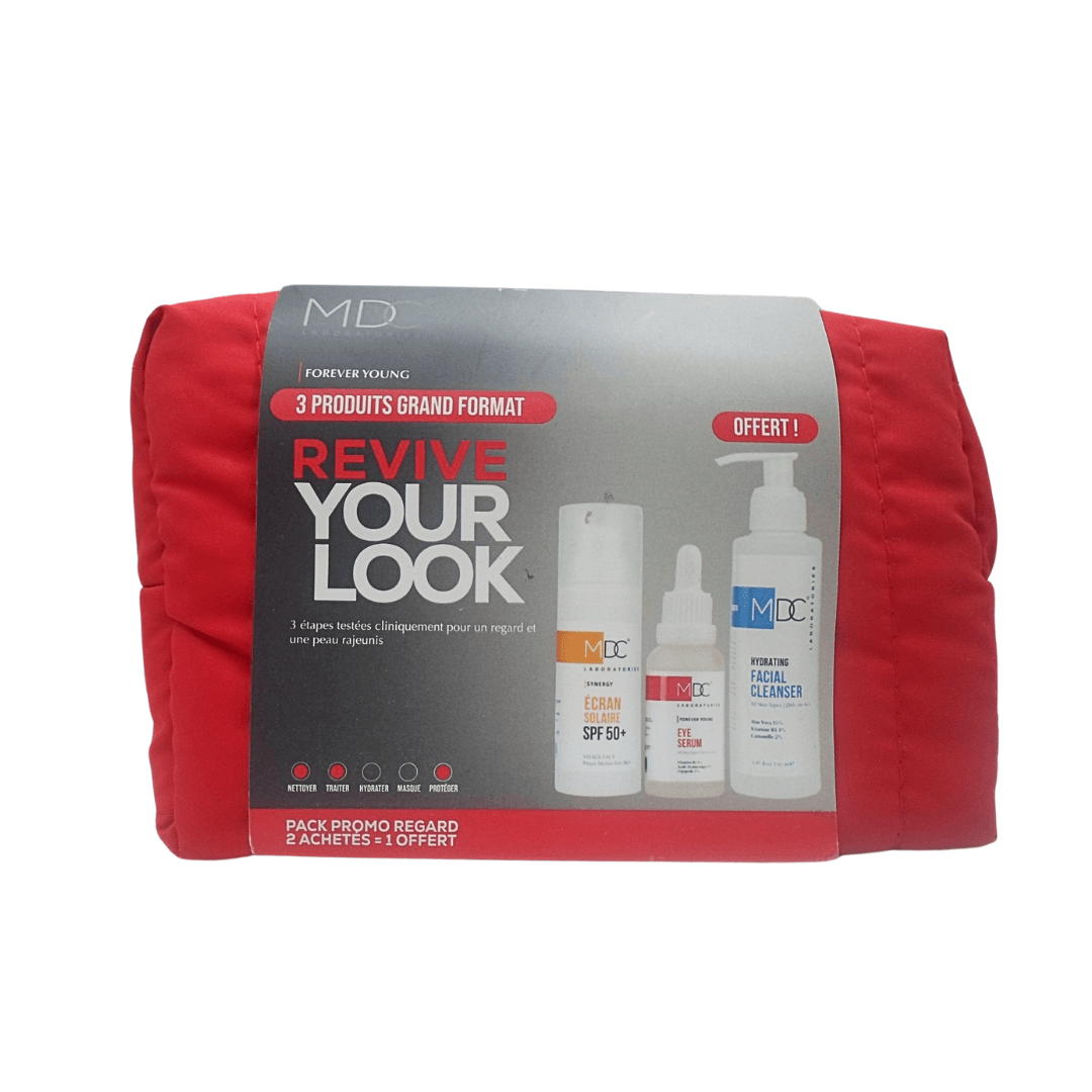MDC Facial Cleanser+ Eye Serum+ Ecran Solaire Peaux Seches Forever Young - Global Para