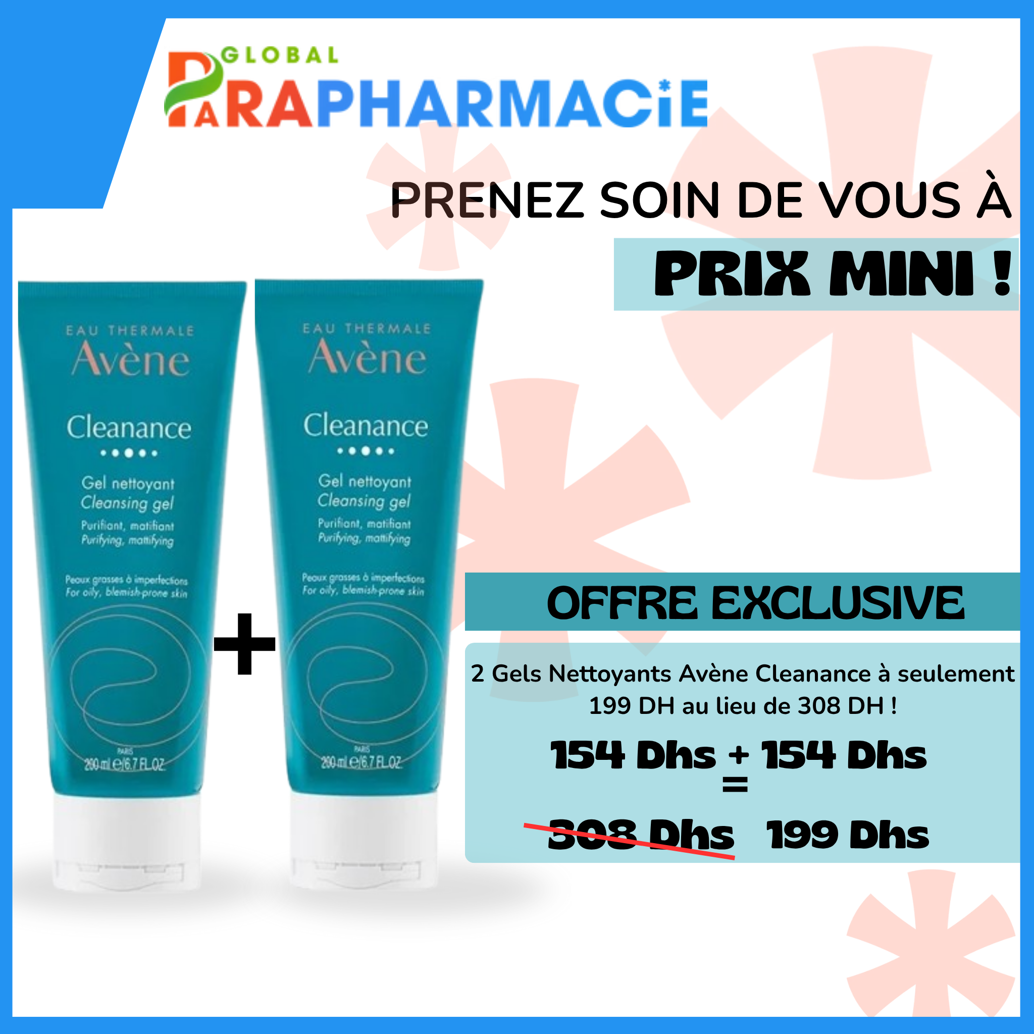 Avène Cleanance Gel Nettoyant 200ml Promo Spéciale x 2 = 199 Dhs 🎁