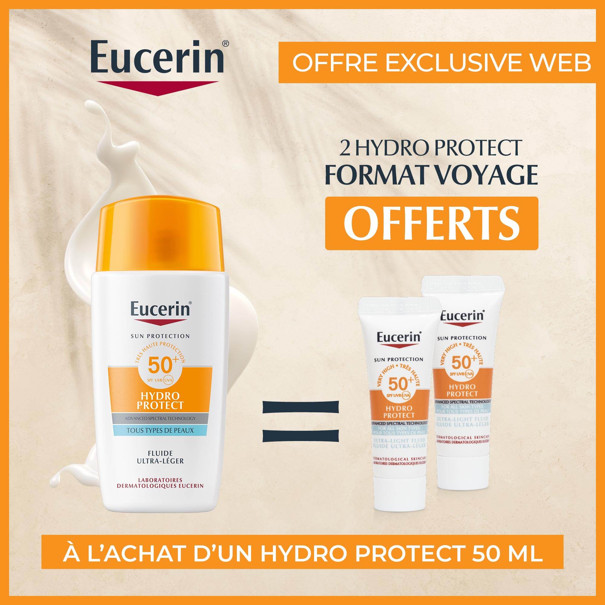 Eucerin Hydro Protect Fluide Ultra Leger SPF50+ 50ml = 2 HYDRO PROTECT FORMAT VOYAGE - Global Para