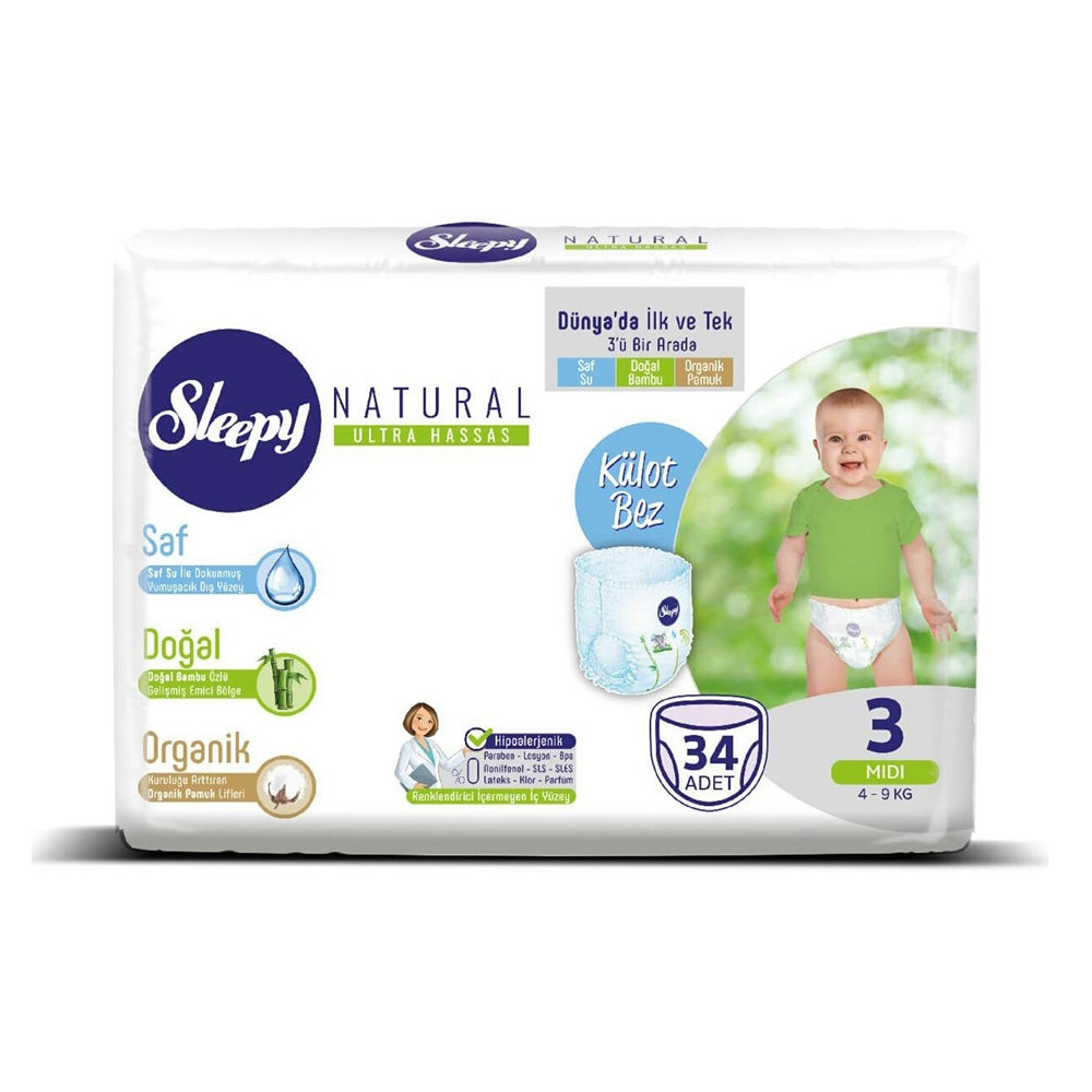 Sleepy Natural 3 Pants Midi 4-9kg 34 Pièces - Nova Para