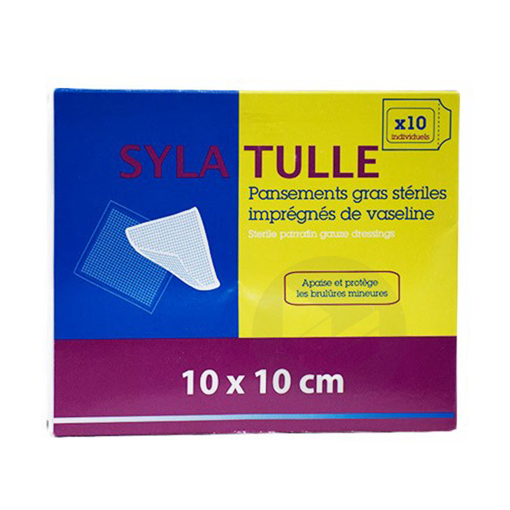 Sylatulle Pansement Gras Stérile 10 x 10cm Boite de 10 Pièces - Nova Para