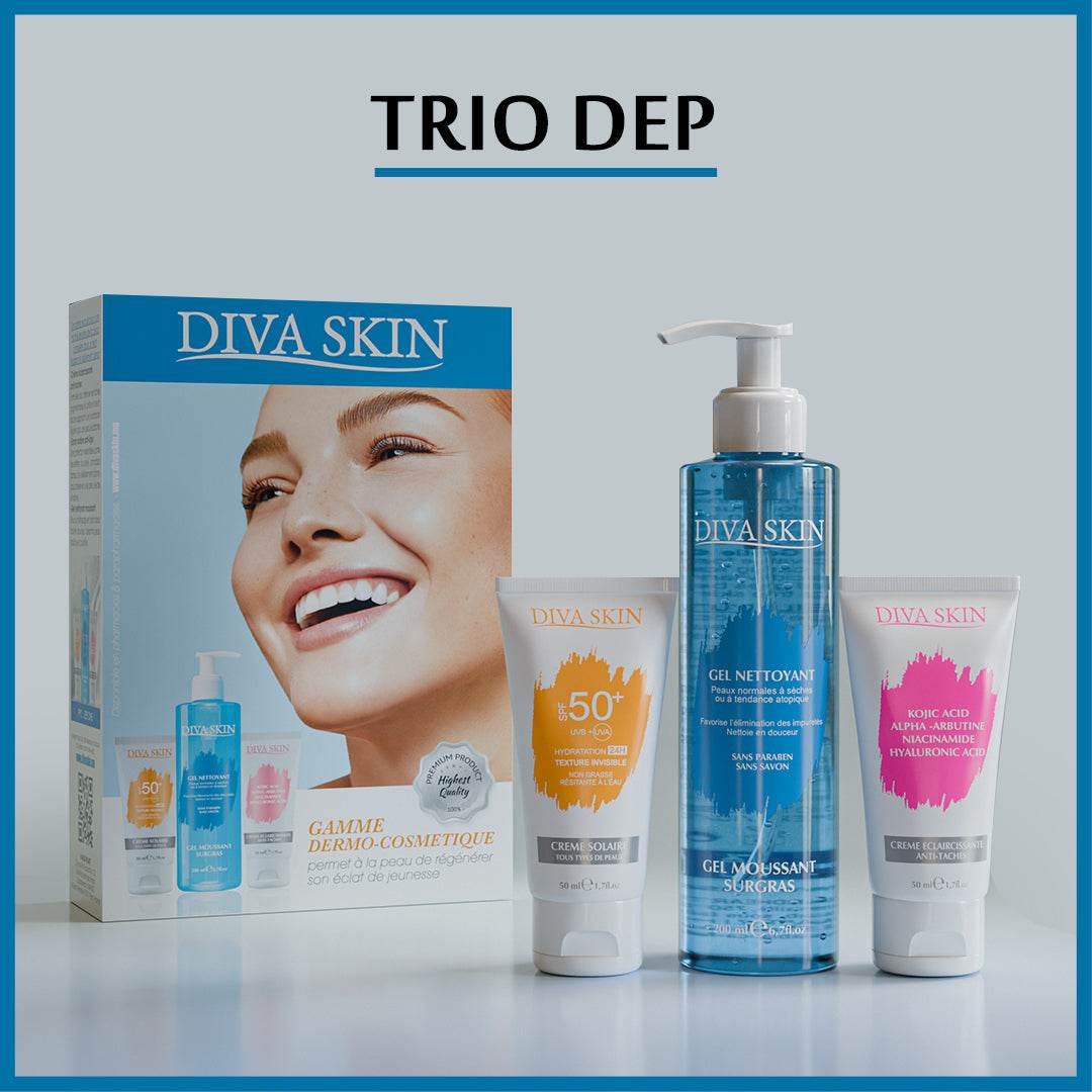Diva Skin PACK Creme Anti Taches 50ml+ Gel Nettoyant 200ml + Ecran Invisible - Global Para