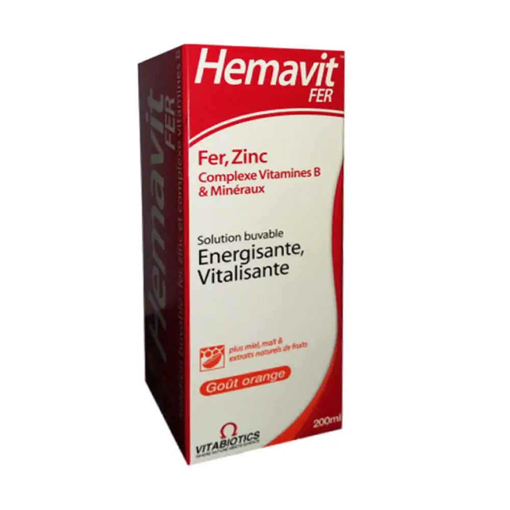 Vitabiotics Hemavit Fer Complexes Vitamines B et Minéraux Liquide 200ml nova parapharmacie prix maroc casablanca