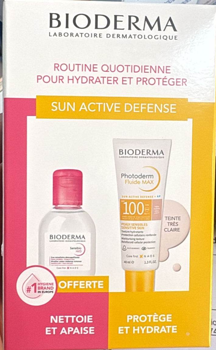 Bioderma Photoderm Fluide Max Très Claire SPF100 40ML+ SENSIBIOL H2O 100ML OFFERT