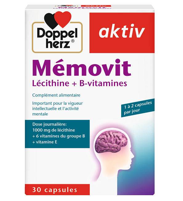Doppel Herz Aktiv Mémovit Lécithine + B-vitamines 30 Capsules - Global Para