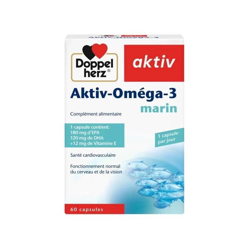 DOPPELHERZ AKTIV-Oméga-3 Marin 60 Capsules - Global Para