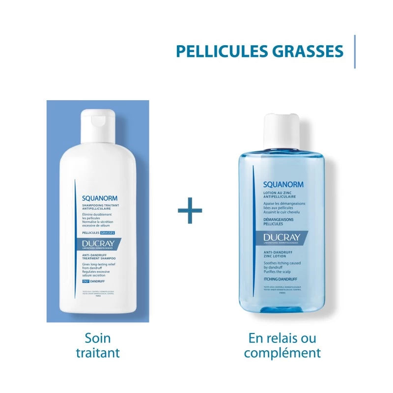 Ducray SQUANORM Shampooing Traitant Antipelliculaire - Pellicules grasses 200ml | Global Para 