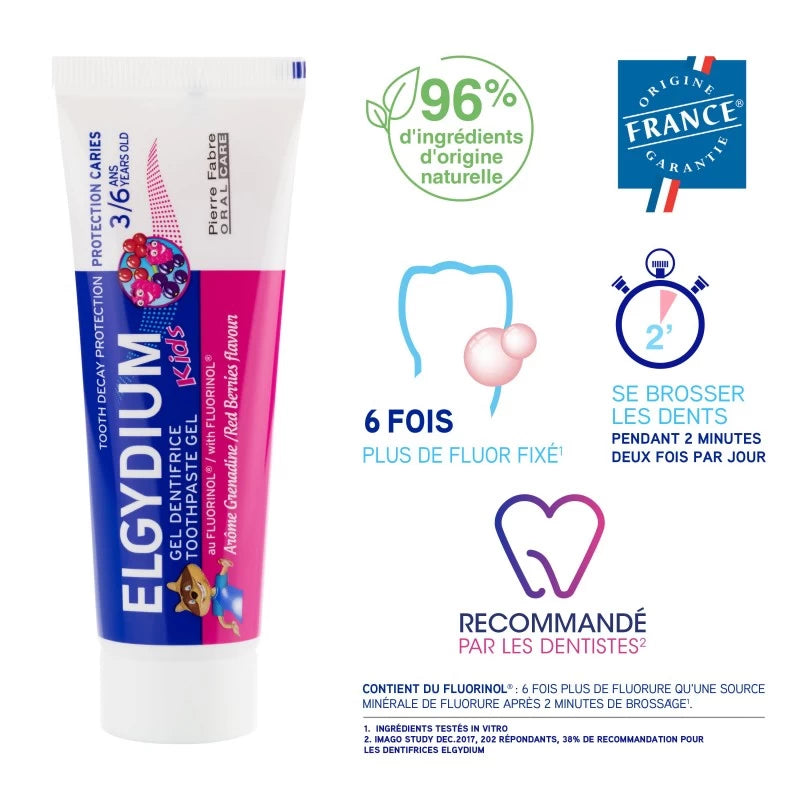 ELGYDIUM Kids Grenadine 3/6 ans dentifrice enfant 50ml