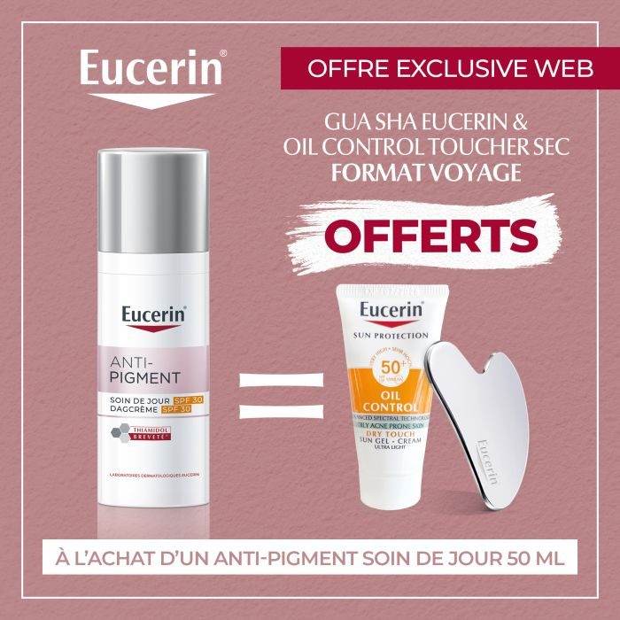 EUCERIN ANTI PIGMENT SOIN DE JOUR SPF30 50ML + GUASHA EUCERIN ET OIL CONTROL TOUCHER SEC OFFERTS - Global Para