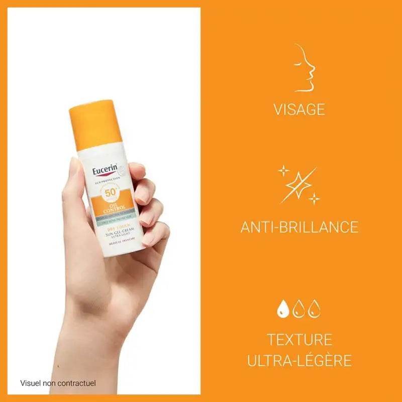 Eucerin Sun Protection Oil Control Gel-Crème SPF50+ 50ml = OIL CONTROL TOUCHER SEC ET DERMOPURE GEL NETTOYANT FORMAT VOYAGE - Global Para