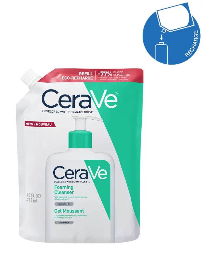Cerave Gel Moussant Eco-Recharge Visage et Corps Peaux Normales à Grasses