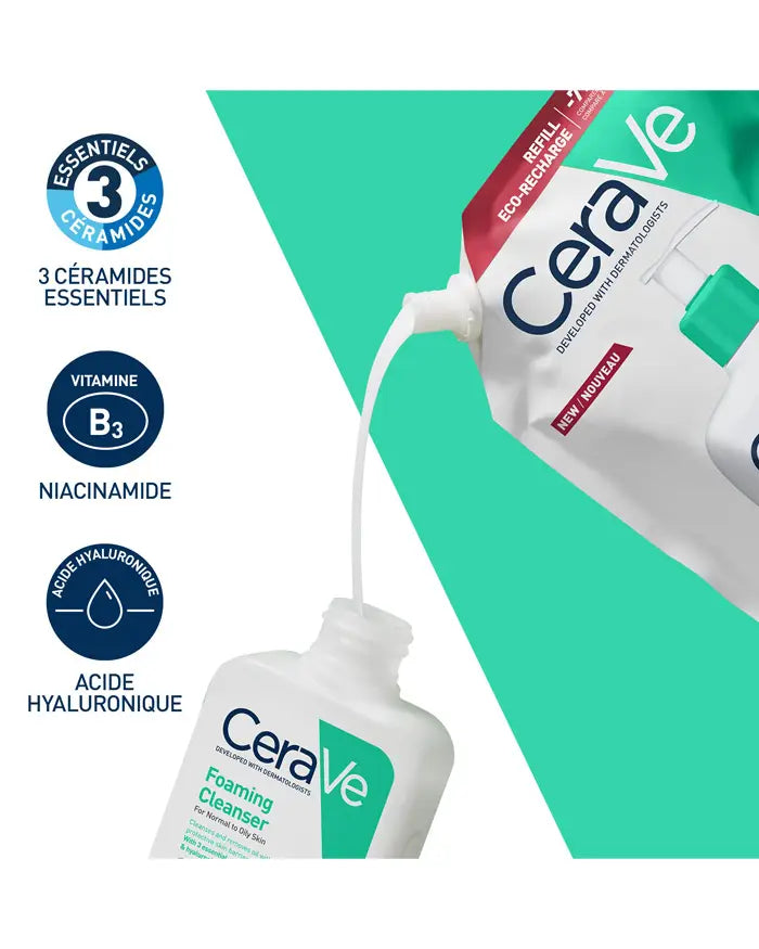 Cerave Gel Moussant Eco-Recharge Visage et Corps Peaux Normales à Grasses| Global Para