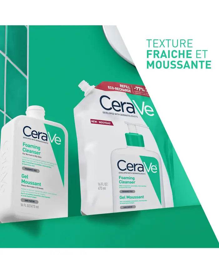 Cerave Gel Moussant Eco-Recharge Visage et Corps Peaux Normales à Grasses - Global Para