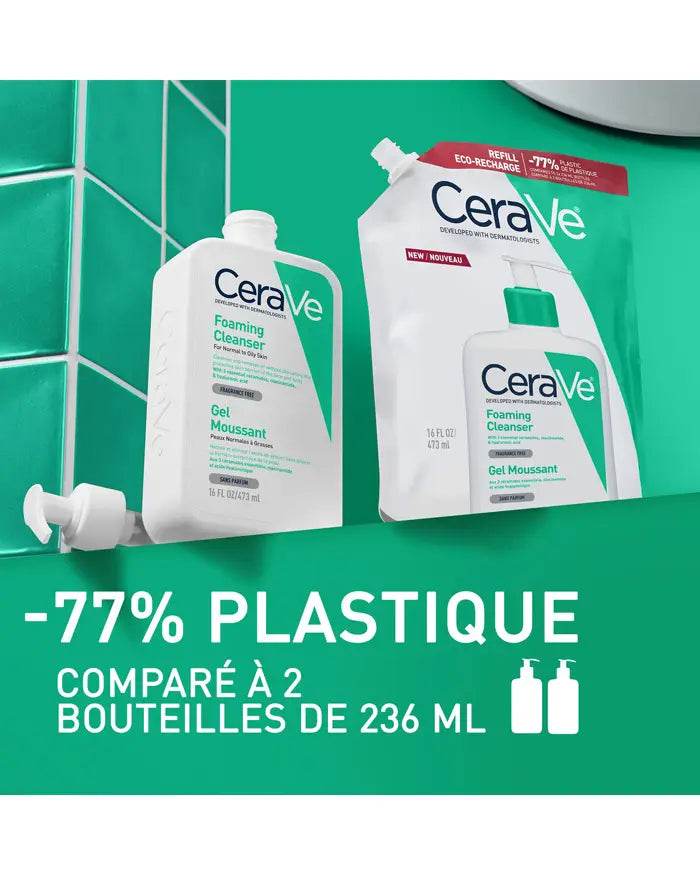 Cerave Gel Moussant Eco-Recharge Visage et Corps Peaux Normales à Grasses - Global Para