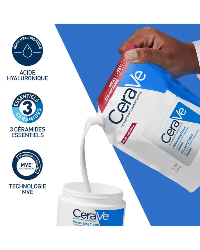 cerave baume hydratant Eco-recharge 454gNourrit, hydrate la peau en continu 48H. Protège et restaure la barrière cutanée. Visage et corps.| Global Para