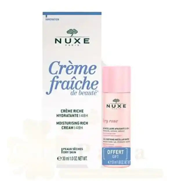 Nuxe Crème Fraîche de Beauté Crème Riche Hydratante + Very Rose Eau Micellaire 50ml