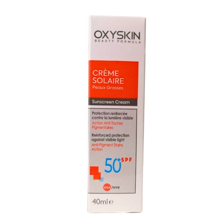 OXYSKIN Crème Solaire Peaux Grasses Anti-Taches Spf50+ 40 Ml - Global Para