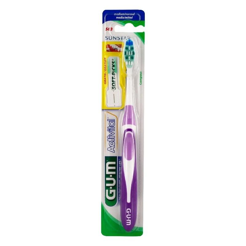 Gum ActiVital Compact Brosse À Dents Medium 1 Pièce (583)