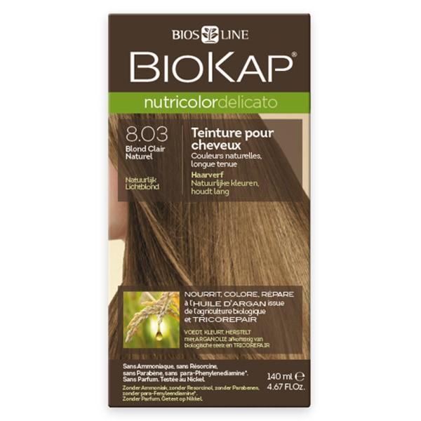 Biokap Nutricolor Delicato Teinture Pour Cheveux 8.03 Blond Clair Naturel 140ml