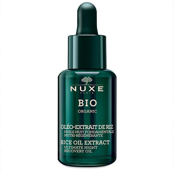 Nuxe Bio Organic Oléo-Extrait De Riz Huile Nuit Fondamentale Nutri-Régénérante Flacon Pipette 30ml