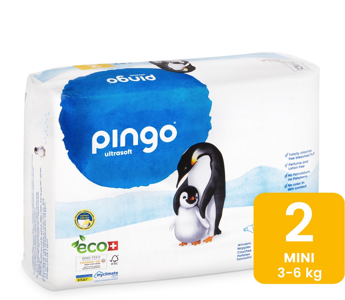 Pingo Couches Écologique Jetables Mini Taille 2 3-6kg/42 PCS
